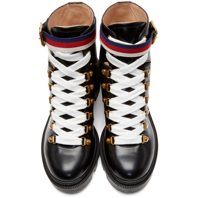 GUCCI GUCCI BLACK LEATHER SYLVIE BOOTS