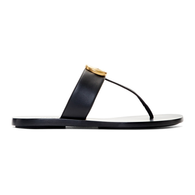 GUCCI GUCCI BLACK GG MARMONT SANDALS