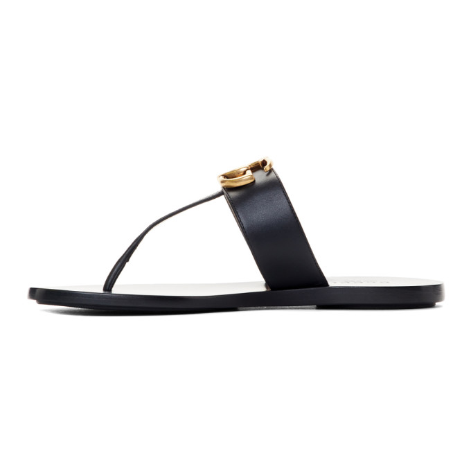 GUCCI GUCCI BLACK GG MARMONT SANDALS