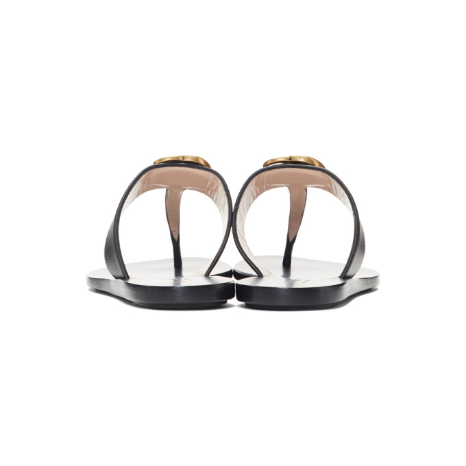 GUCCI GUCCI BLACK GG MARMONT SANDALS