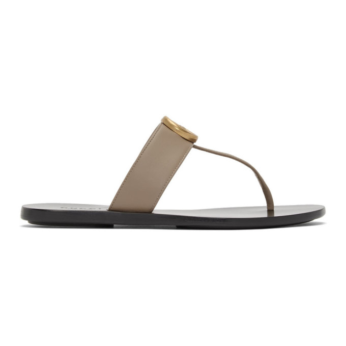 Buy Gucci Taupe Marmont Flat Sandals Online | Shoe Trove