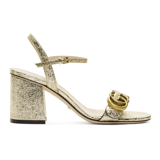 GUCCI GUCCI GOLD GG MARMONT HEELED SANDALS