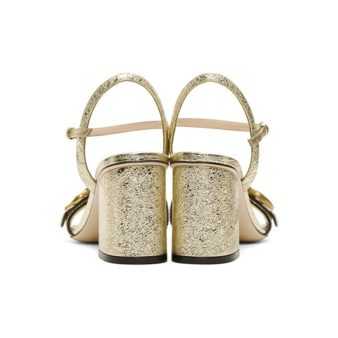 GUCCI GUCCI GOLD GG MARMONT HEELED SANDALS