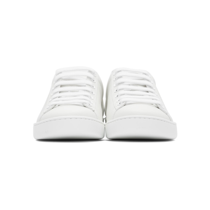 GUCCI White & Grey Interlocking G New Ace Sneakers
