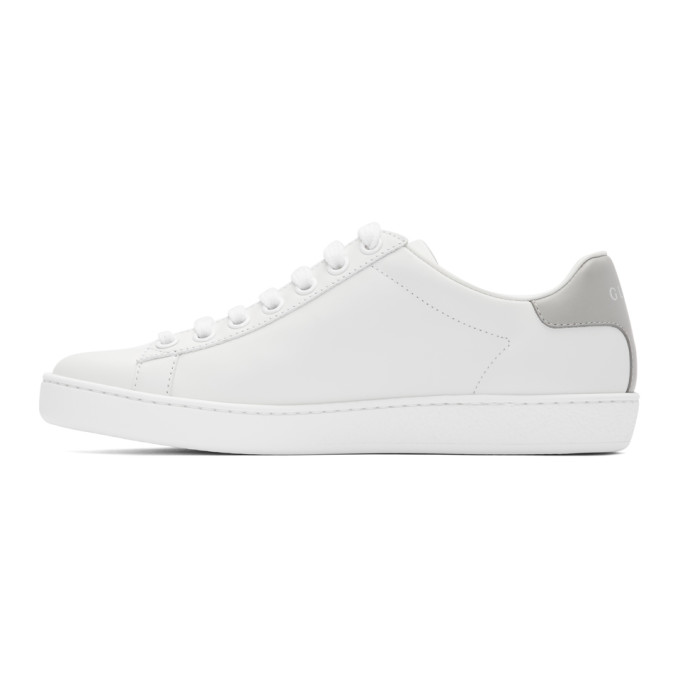 GUCCI White & Grey Interlocking G New Ace Sneakers