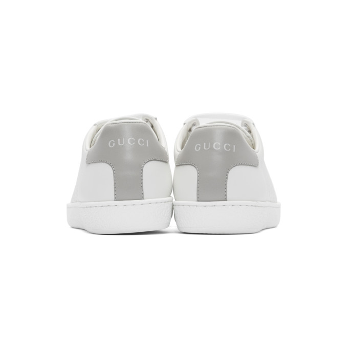 GUCCI White & Grey Interlocking G New Ace Sneakers