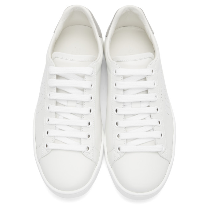 GUCCI White & Grey Interlocking G New Ace Sneakers
