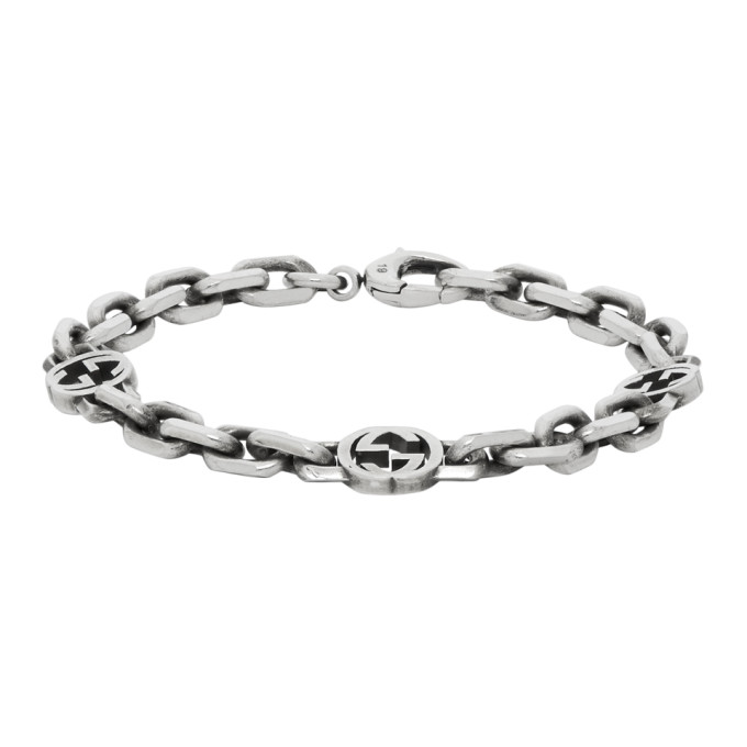 Gucci Silver Interlocking G Bracelet In 0811 Silvr | ModeSens