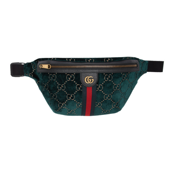 GUCCI BLUE GG VELVET BELT BAG