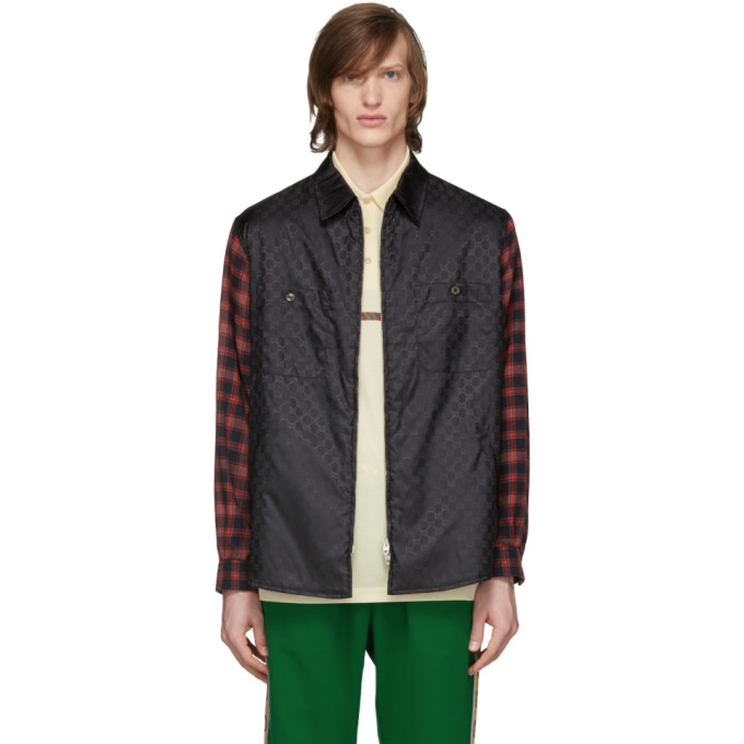 GUCCI GUCCI BLACK GG CHECK SLEEVE JACKET