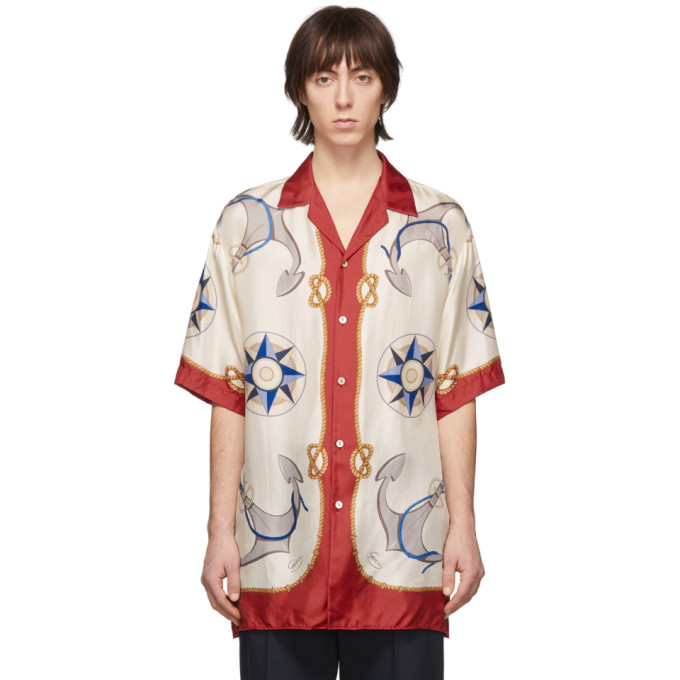 GUCCI GUCCI MULTIcolour SILK COMPASS ROSE SHIRT