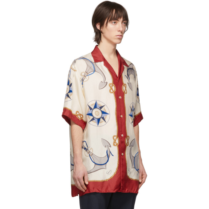 GUCCI GUCCI MULTICOLOR SILK COMPASS ROSE SHIRT