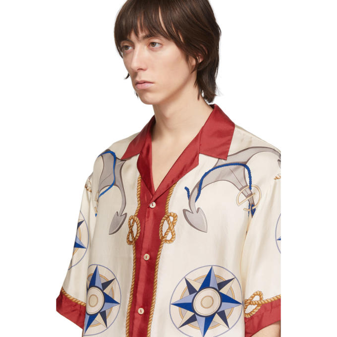 GUCCI GUCCI MULTICOLOR SILK COMPASS ROSE SHIRT