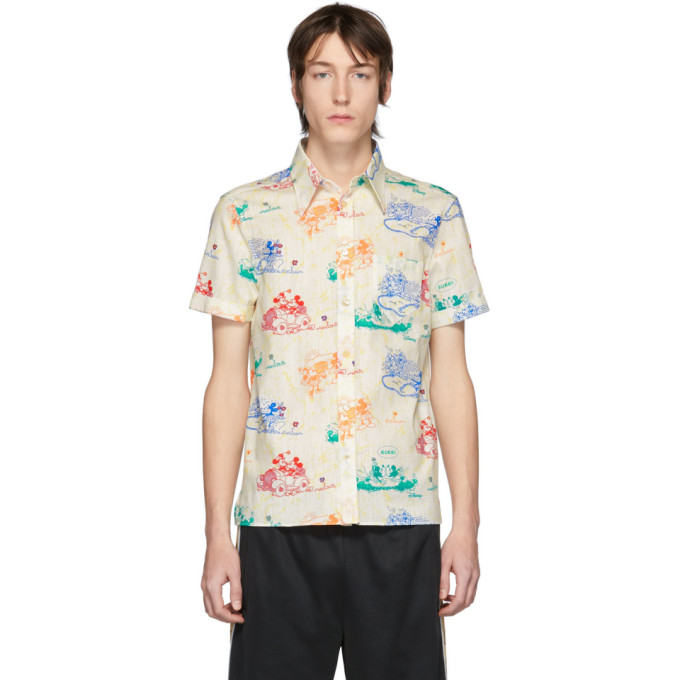 GUCCI Off-White & Multicolor Disney Edition Mouse Short Sleeve Shirt