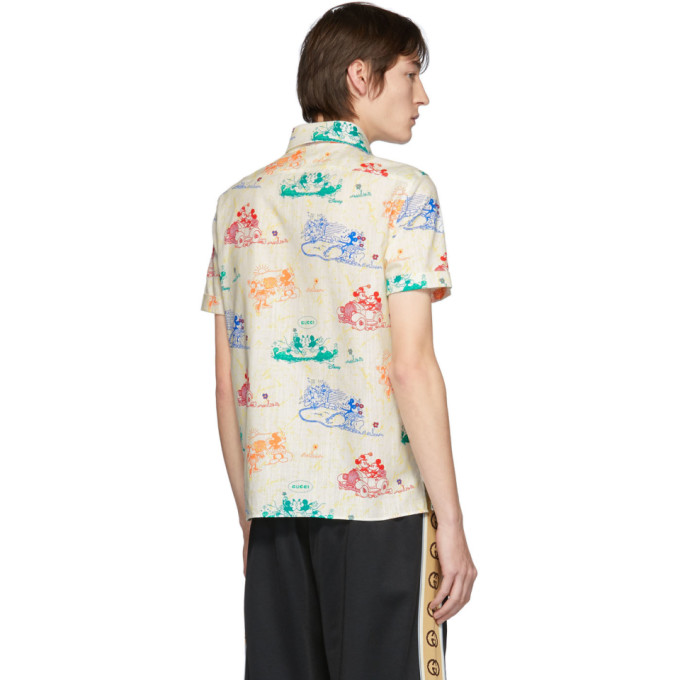 GUCCI OFF-WHITE & MULTICOLOR DISNEY EDITION MOUSE SHORT SLEEVE SHIRT