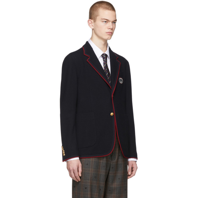GUCCI GUCCI NAVY WOOL PALMA BLAZER