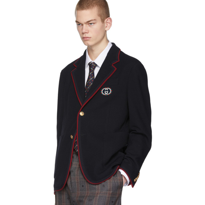 GUCCI GUCCI NAVY WOOL PALMA BLAZER