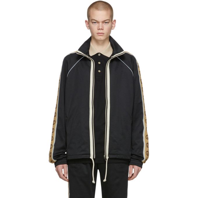 Click to view more detailed imagery on our partner's website Gucci Gg-jacquard Side-stripe Technical Track Jacket In 1082 Black