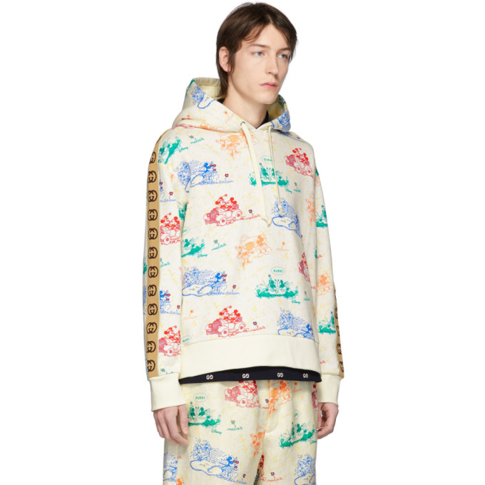 GUCCI GUCCI OFF-WHITE AND MULTICOLOR DISNEY EDITION JERSEY HOODIE