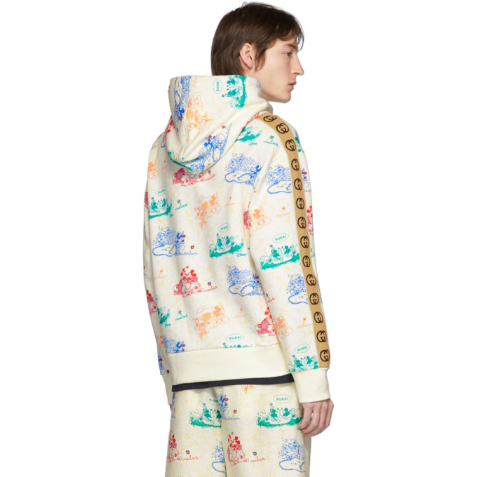 GUCCI GUCCI OFF-WHITE AND MULTICOLOR DISNEY EDITION JERSEY HOODIE