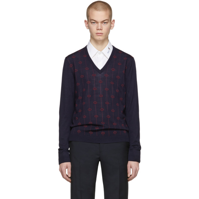 gucci men's v neck sweater