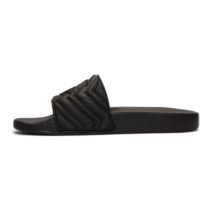 GUCCI GUCCI BLACK QUILTED GG POOL SLIDES