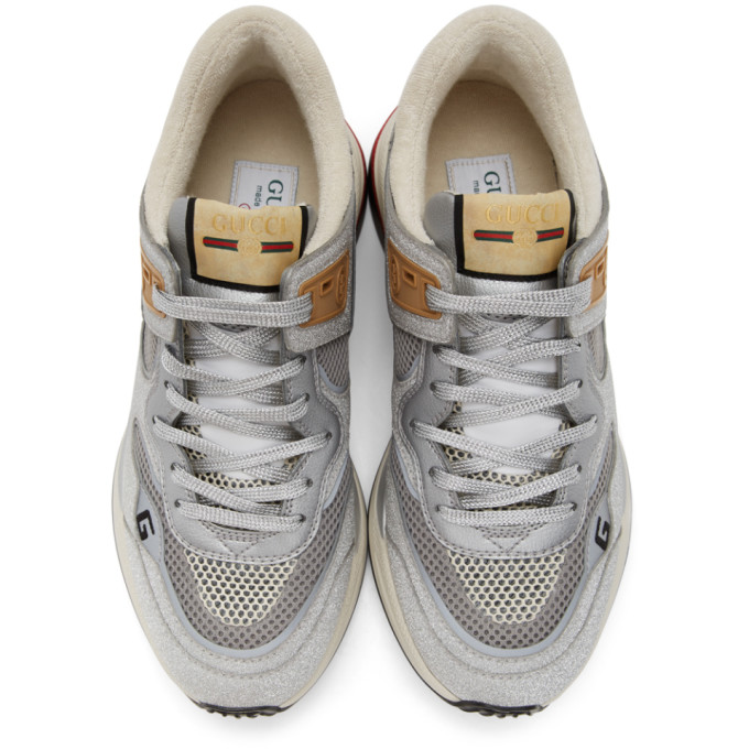 GUCCI SILVER SPARKLING ULTRAPACE SNEAKERS