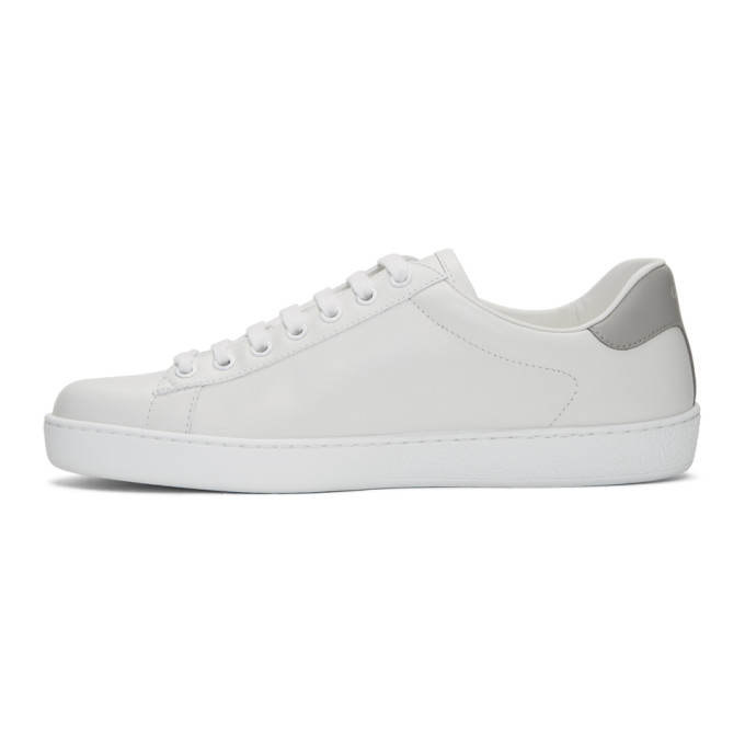 GUCCI GUCCI WHITE AND GREY INTERLOCKING G NEW ACE SNEAKERS