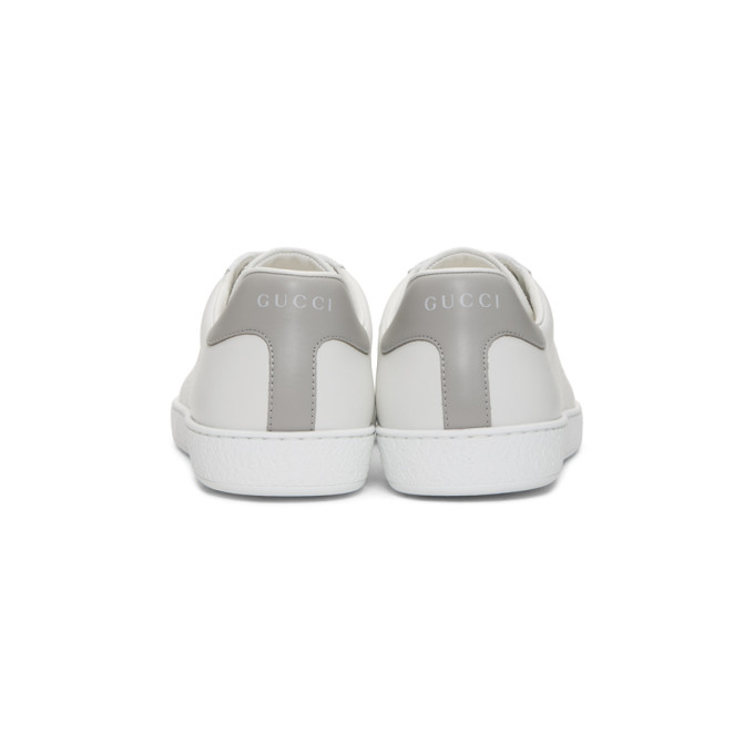 GUCCI GUCCI WHITE AND GREY INTERLOCKING G NEW ACE SNEAKERS