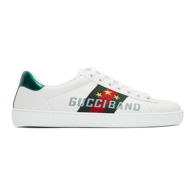 GUCCI White 'Gucci Band' New Ace Sneakers