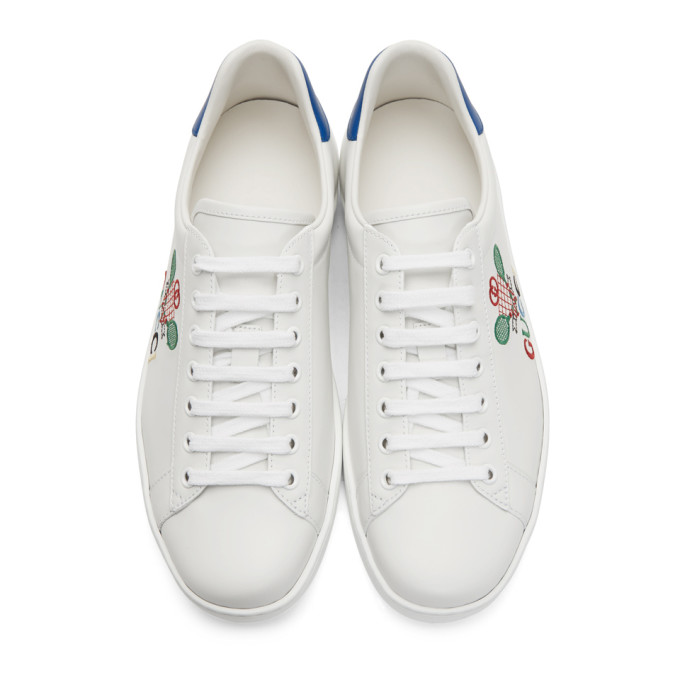 GUCCI GUCCI WHITE AND BLUE TENNIS NEW ACE SNEAKERS