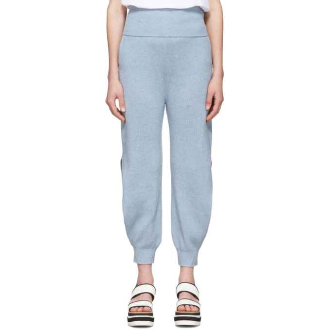 STELLA MCCARTNEY STELLA MCCARTNEY BLUE CASHMERE SLASHED ANKLE LOUNGE PANTS