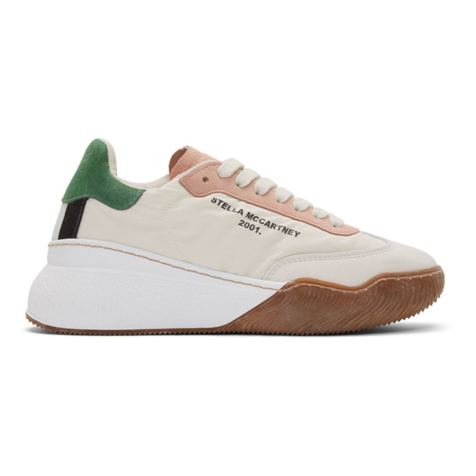 Click to view more detailed imagery on our partner's website Stella Mccartney 40mm Loop Nylon & Faux Leather Sneakers In Neutrals