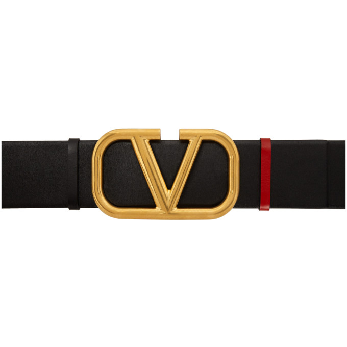 VALENTINO VALENTINO REVERSIBLE BLACK AND RED VALENTINO GARAVANI VLOGO BELT