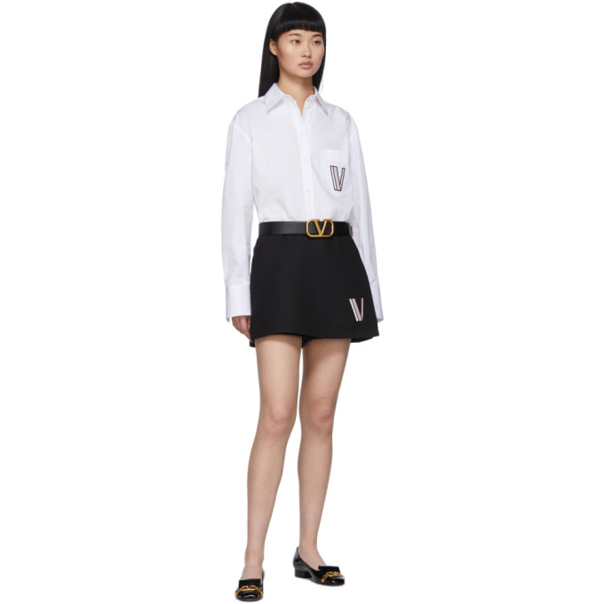 VALENTINO VALENTINO BLACK AND RED VALENTINO GARAVANI VLOGO BELT