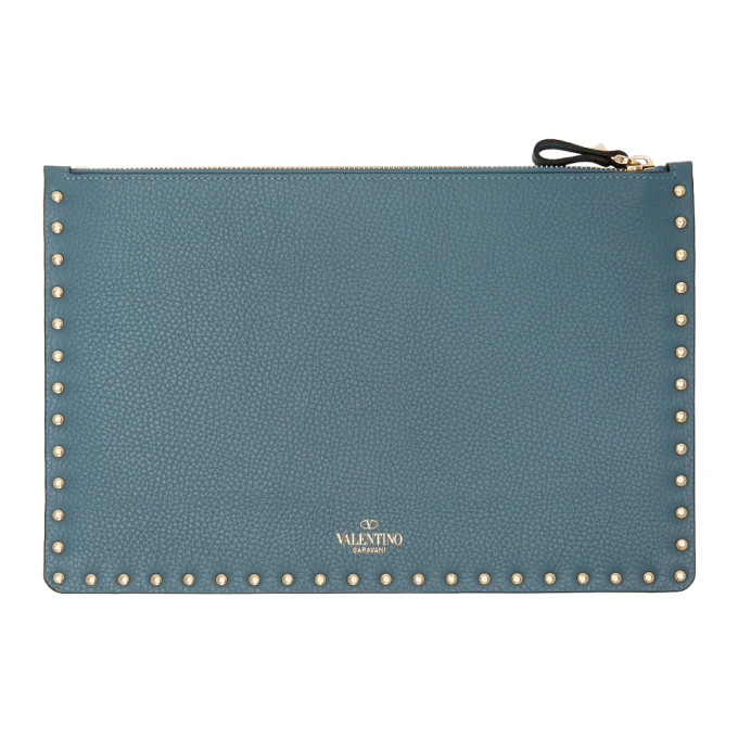 Valentino Garavani Valentino Blue  Rockstud Pouch In 16u Amadeus