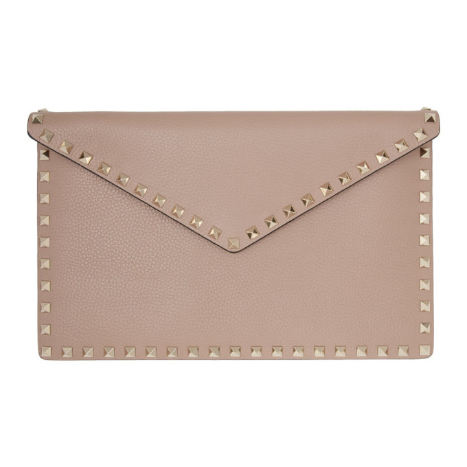 VALENTINO GARAVANI VALENTINO PINK VALENTINO GARAVANI LARGE ROCKSTUD ENVELOPE POUCH