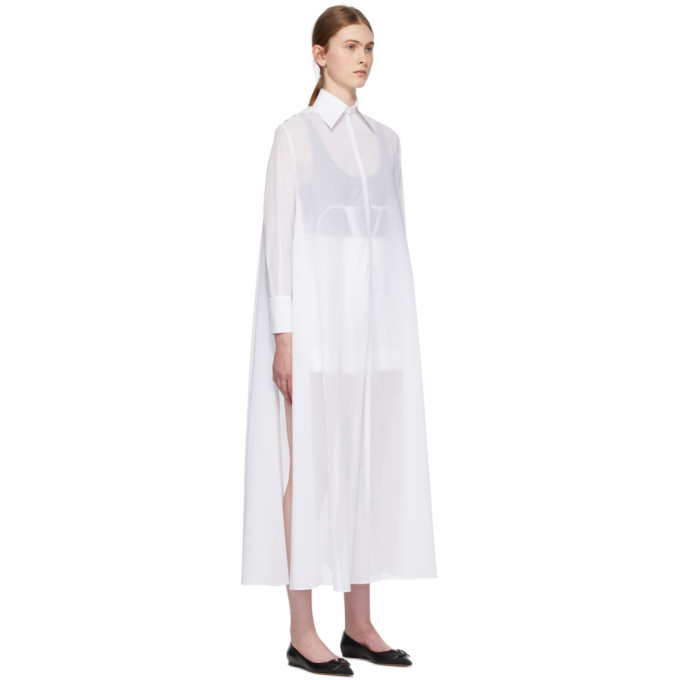VALENTINO VALENTINO WHITE SHEER SHIRT DRESS