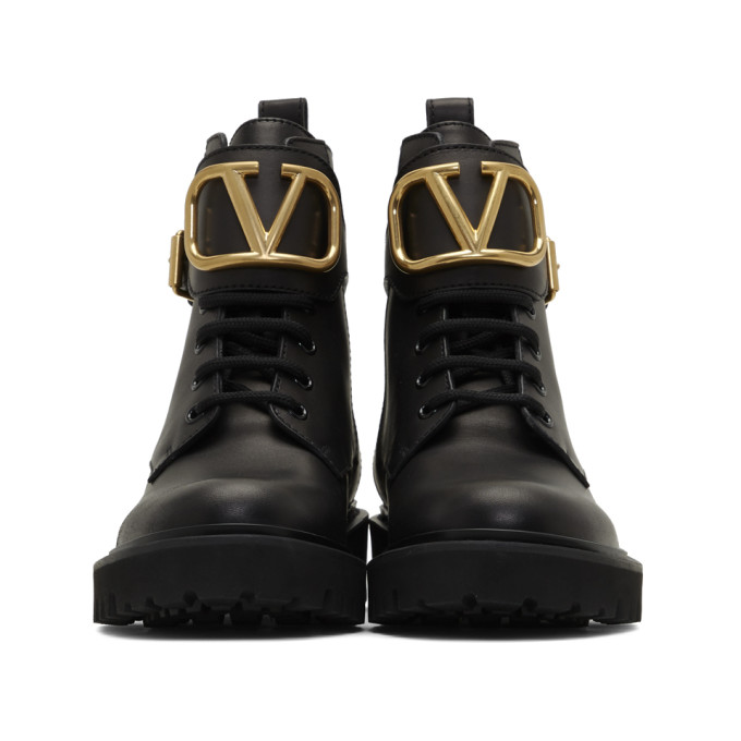 VALENTINO VALENTINO BLACK VALENTINO GARAVANI VLOGO COMBAT BOOTS