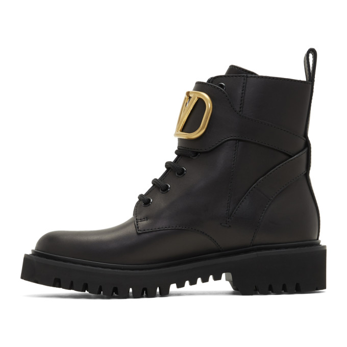 VALENTINO VALENTINO BLACK VALENTINO GARAVANI VLOGO COMBAT BOOTS