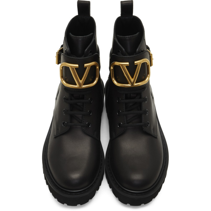 VALENTINO VALENTINO BLACK VALENTINO GARAVANI VLOGO COMBAT BOOTS