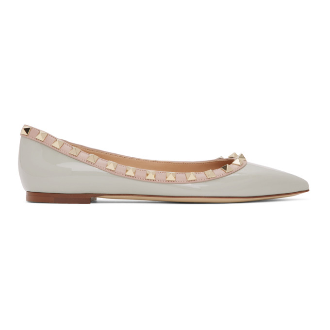 VALENTINO GARAVANI VALENTINO GREEN VALENTINO GARAVANI PATENT ROCKSTUD BALLERINA FLATS