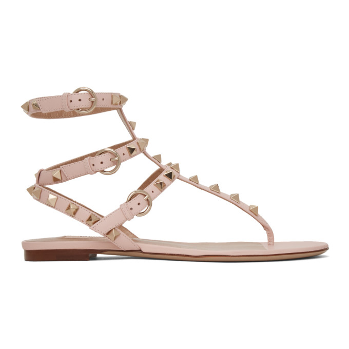 Buy Valentino Pink Valentino Garavani Rockstud Caged Sandals Online | Shoe Trove