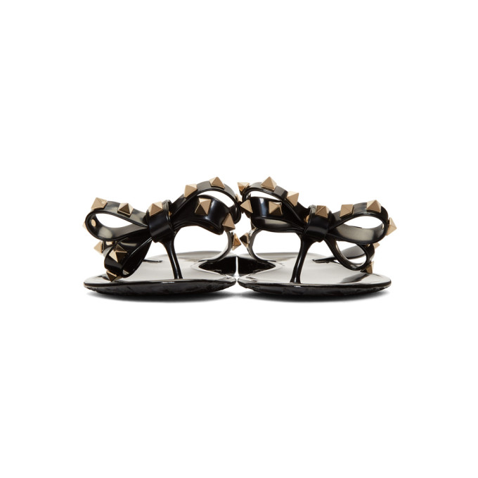 VALENTINO VALENTINO BLACK VALENTINO GARAVANI ROCKSTUD BOW SANDALS