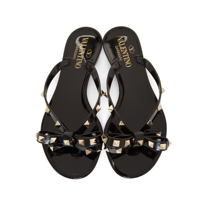 VALENTINO VALENTINO BLACK VALENTINO GARAVANI ROCKSTUD BOW SANDALS