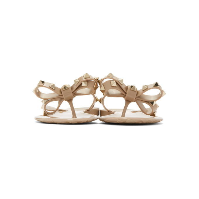 VALENTINO VALENTINO PINK VALENTINO GARAVANI ROCKSTUD BOW SANDALS