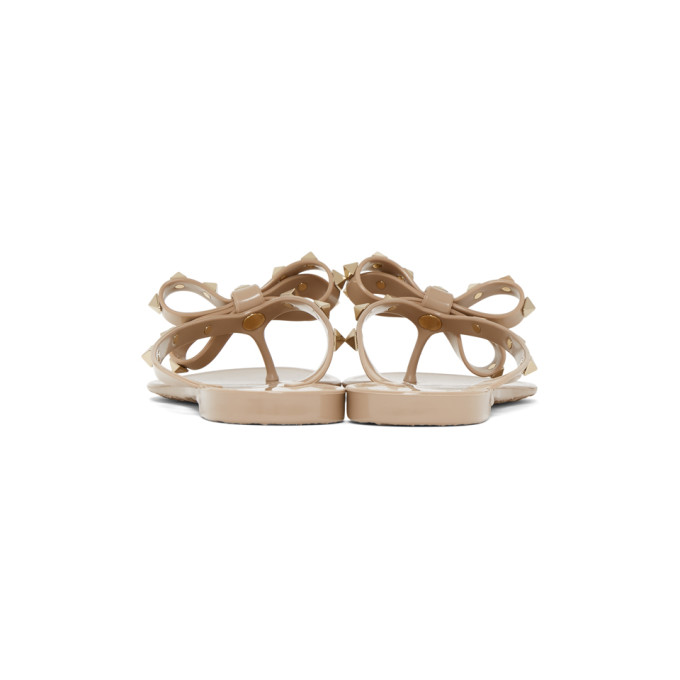 VALENTINO VALENTINO PINK VALENTINO GARAVANI ROCKSTUD BOW SANDALS