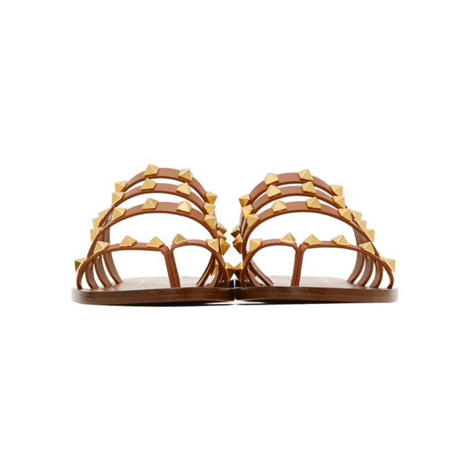 VALENTINO VALENTINO BROWN FLAIR SLIP-ON SANDALS