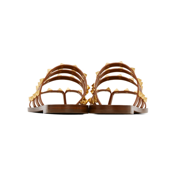 VALENTINO VALENTINO BROWN FLAIR SLIP-ON SANDALS