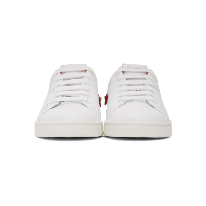 VALENTINO VALENTINO WHITE AND RED VALENTINO GARAVANI VLOGO BACKNET SNEAKERS